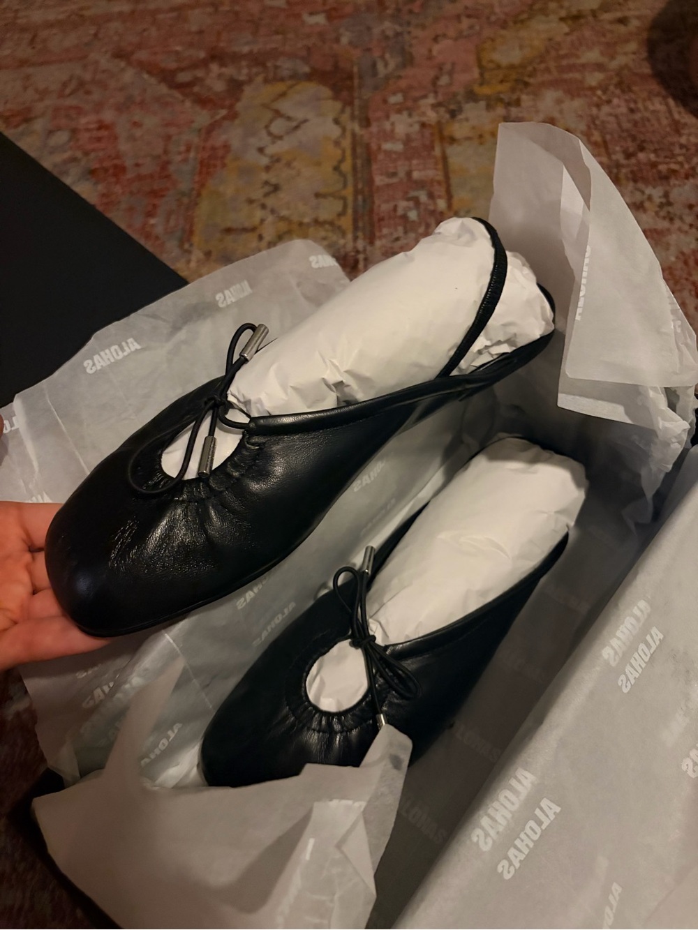 NWT Alohas OLI BLACK LEATHER BALLET FLATS - Picture 5 of 8